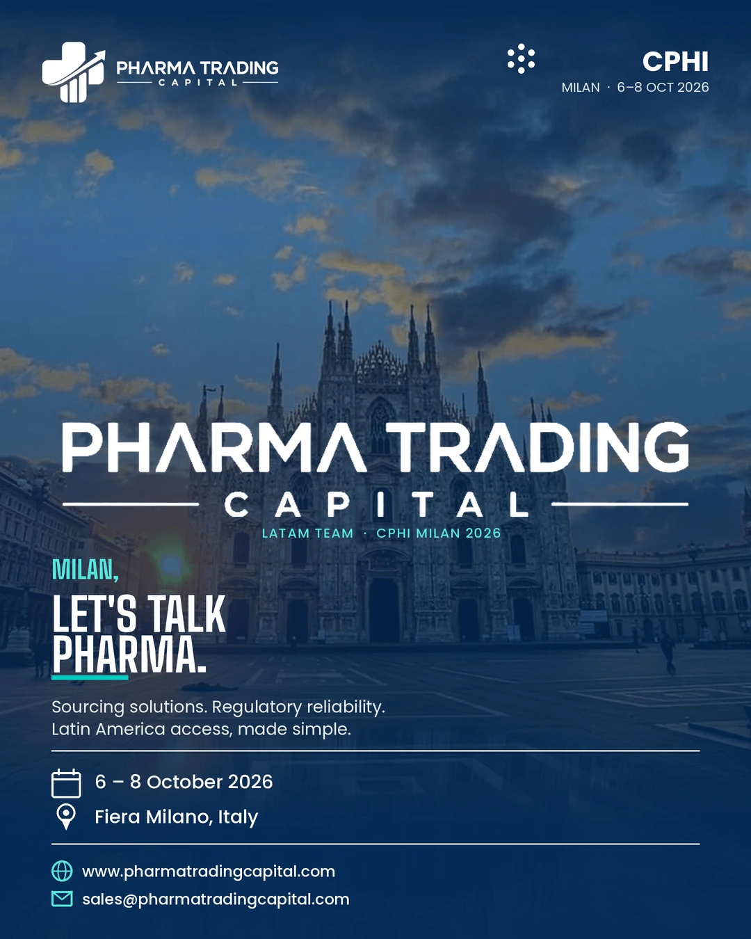 Pharma Trading Capital at CPHI Milan, 6–8 October 2026, Fiera Milano